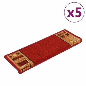 vidaXL 5 db piros öntapadó lépcsőszőnyeg 65x21x4 cm kép