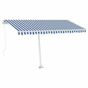 vidaXL kék és fehér kézzel kihúzható LED-es napellenző 400 x 300 cm kép