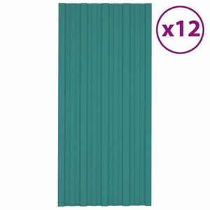 vidaXL 12 db zöld horganyzott acél tetőpanel 100 x 45 cm kép