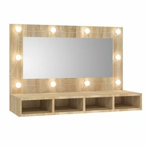 vidaXL sonoma tölgy tükrös szekrény LED-ekkel 90 x 31, 5 x 62 cm kép