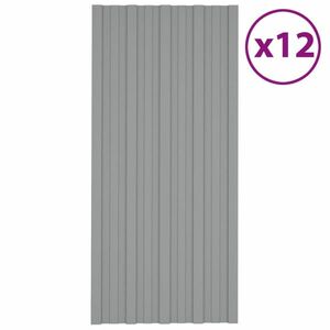 vidaXL 12 db szürke horganyzott acél tetőpanel 100 x 45 cm kép