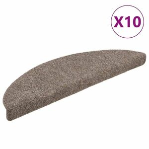 vidaXL 10 db krémszínű tűlyukasztott öntapadó lépcsőszőnyeg 56x17x3 cm kép