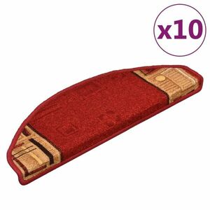 vidaXL 10 db piros öntapadó lépcsőszőnyeg 65x21x4 cm kép