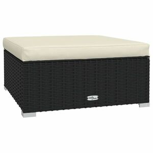 vidaXL fekete polyrattan kerti lábtartó párnával 70 x 70 x 30 cm kép