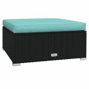 vidaXL fekete polyrattan kerti lábtartó párnával 70 x 70 x 30 cm kép