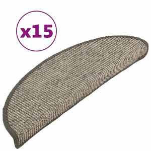 vidaXL 15 db bézs-szürke öntapadó lépcsőszőnyeg 56x17x3 cm kép