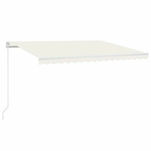 vidaXL krémszínű kézzel kihúzható LED-es napellenző 400 x 300 cm kép