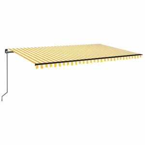 vidaXL sárga és fehér kézzel kihúzható LED-es napellenző 500x350 cm kép