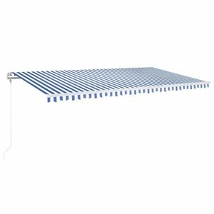 vidaXL kék/fehér automata szélérzékelős és LED-es napellenző 600x350cm kép