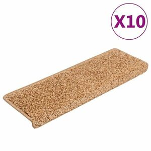 vidaXL 10 db bézs lépcsőszőnyeg 65 x 21 x 4 cm kép