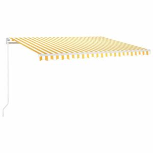 vidaXL sárga és fehér kézzel kihúzható LED-es napellenző 450 x 350 cm kép