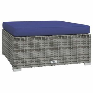 vidaXL szürke polyrattan kerti lábtartó párnával 70 x 70 x 30 cm kép