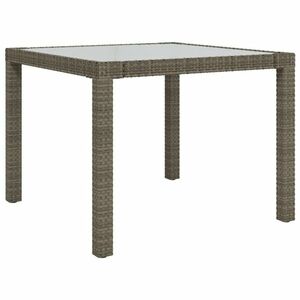 vidaXL szürke polyrattan és edzett üveg kerti asztal 90 x 90 x 75 cm kép