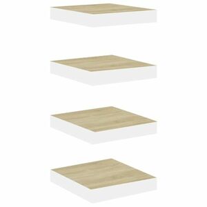 vidaXL 4 db tölgyszínű és fehér MDF lebegő fali polc 23x23, 5x3, 8 cm kép