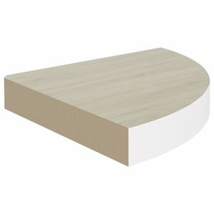 vidaXL tölgyszínű és fehér MDF fali sarokpolc 25 x 25 x 3, 8 cm kép