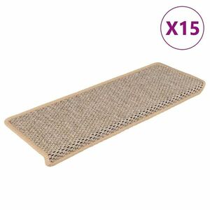 vidaXL 15 db szizál hatású világos bézsszínű lépcsőszőnyeg 65x21x4 cm kép