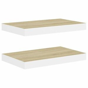 vidaXL 2 db tölgyszínű és fehér MDF lebegő fali polc 50 x 23 x 3, 8 cm kép