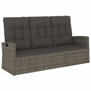 vidaXL szürke polyrattan dönthető kerti pad párnával 173 cm kép