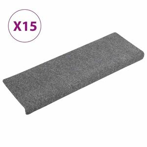 vidaXL 15 db világosszürke szövet lépcsőszőnyeg 65x21x4 cm kép