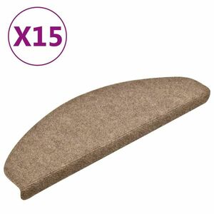 vidaXL 15 db krémszínű tűlyukasztott öntapadó lépcsőszőnyeg 65x21x4 cm kép