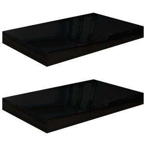 vidaXL 2 db magasfényű fekete MDF lebegő fali polc 40 x 23 x 3, 8 cm kép