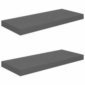 vidaXL 2 db magasfényű szürke MDF lebegő fali polc 60 x 23, 5 x 3, 8 cm kép