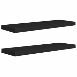 vidaXL 2 db fekete MDF lebegő fali polc 80 x 23, 5 x 3, 8 cm kép