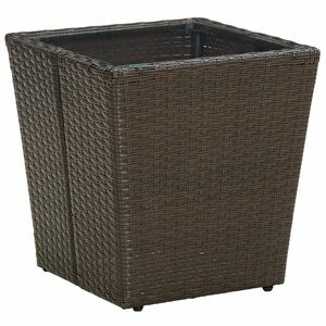 vidaXL barna polyrattan és edzett üveg dohányzóasztal 41, 5x41, 5x44 cm kép