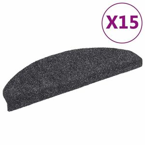 vidaXL 15 db sötétszürke öntapadós lépcsőszőnyeg 65x21x4 cm kép