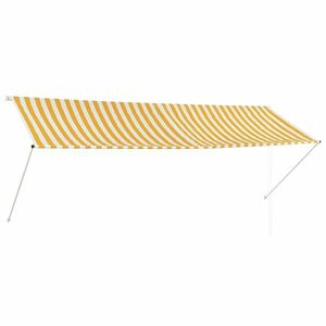 vidaXL feltekerhető sárga és fehér napellenző 350 x 150 cm kép