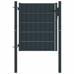 vidaXL antracitszürke PVC és acél kerítéskapu 100 x 81 cm kép