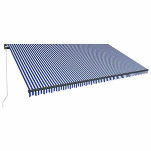 vidaXL kék és fehér kézzel kihúzható LED-es napellenző 600 x 300 cm kép