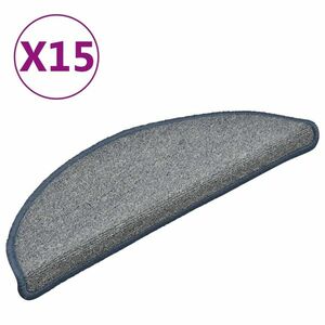 vidaXL 15 db világosszürke és kék lépcsőszőnyeg 56 x 17 x 3 cm kép