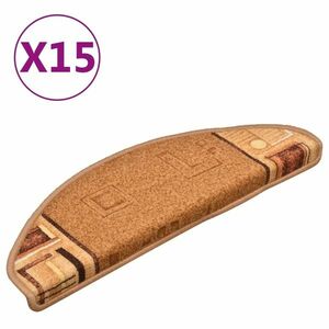 vidaXL 15 db bézs öntapadó lépcsőszőnyeg 65 x 21 x 4 cm kép