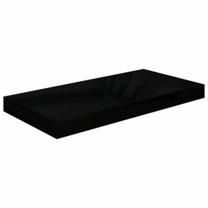 vidaXL magasfényű fekete MDF lebegő fali polc 50 x 23 x 3, 8 cm kép