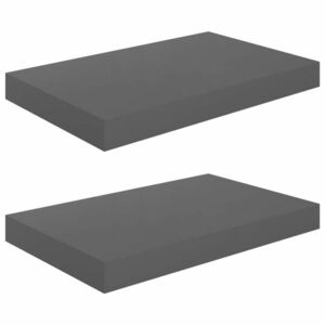 vidaXL 2 db magasfényű szürke MDF lebegő fali polc 40 x 23 x 3, 8 cm kép