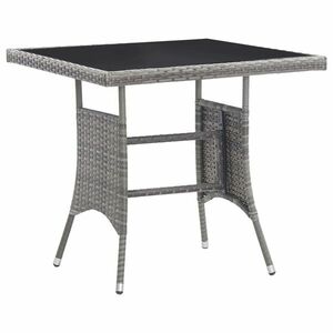 vidaXL szürke polyrattan kerti asztal 80 x 80 x 74 cm kép