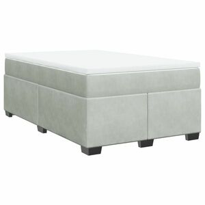 vidaXL világosszürke bársony rugós ágy matraccal 120 x 190 cm kép