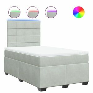 vidaXL világosszürke bársony rugós ágy matraccal 120 x 190 cm kép