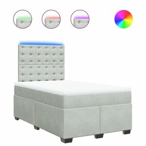 vidaXL világosszürke bársony rugós ágy matraccal 120 x 190 cm kép