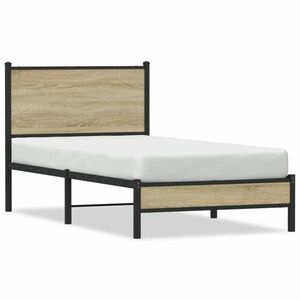 vidaXL sonoma tölgy színű fém ágykeret matrac nélkül 75 x 190 cm kép