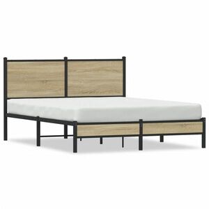 vidaXL sonoma tölgy színű fém ágykeret matrac nélkül 150 x 200 cm kép