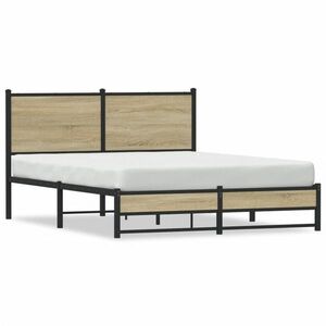 vidaXL sonoma tölgy színű fém ágykeret matrac nélkül 137 x 190 cm kép