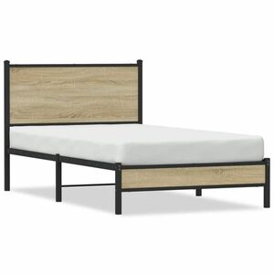 vidaXL sonoma tölgy színű fém ágykeret matrac nélkül 107 x 203 cm kép