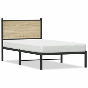 vidaXL sonoma tölgy színű fém ágykeret matrac nélkül 90 x 190 cm kép