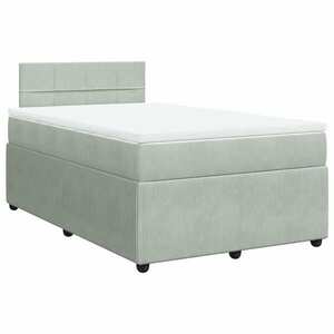 vidaXL világosszürke bársony rugós ágy matraccal 120 x 190 cm kép