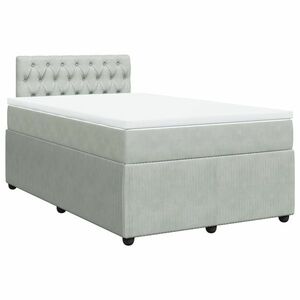 vidaXL világosszürke bársony rugós ágy matraccal 120 x 190 cm kép