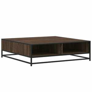 vidaXL barna tölgy szerelt fa és fém dohányzóasztal 100 x 100 x 30 cm kép