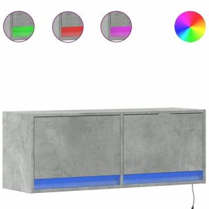 vidaXL betonszürke falra szerelhető TV-szekrény LED-del 100x31x35 cm kép