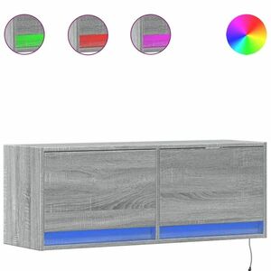 vidaXL szürke sonoma színű fali TV-szekrény LED-ekkel 100 x 31 x 35 cm kép